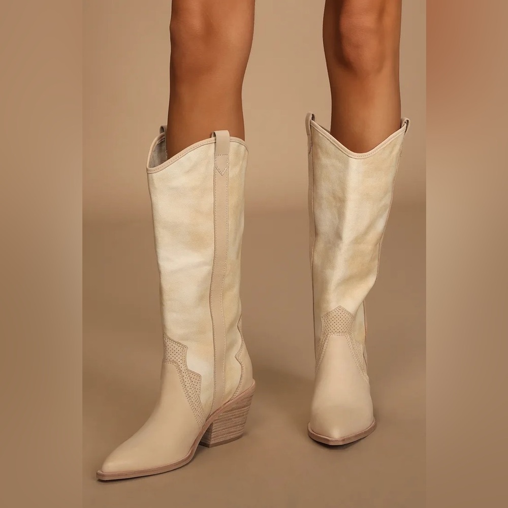 Dolce Vita Navene Vanilla Nubuck Leather Slip-On Knee-High